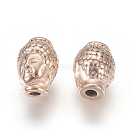 316 Surgical Stainless Steel Beads, Buddha Head, Rose Gold, 10x13x9mm, Hole: 2mm(STAS-F195-083RG)