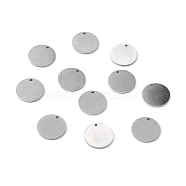 304 Stainless Steel Pendants, Double Side Drawbench, Stamping Blank Tag, Flat Round, Stainless Steel Color, 12x1mm, Hole: 1mm(STAS-F271-02B-P)