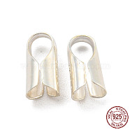 925 Sterling Silver Cord End, Folding Crimp Ends, with S925 Stamp, Silver, 8x3.5x3.5mm, Hole: 3.5x2.5mm(STER-Q191-06C-S)