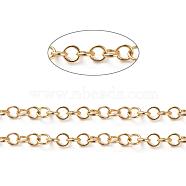 Soldered Brass Rolo Chains, Long-Lasting Plated, with Spool, Real 18K Gold Plated, 3.5x0.5mm, about 16.4 Feet(5m)/roll(CHC-G005-07G)