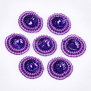 Foam Cabochons, with Sequins/Paillette, Non-Woven Fabric and Organza, Hat, Blue Violet, 45~47x15~17mm, about 100pcs/bag(KY-T007-07G)