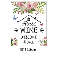Coated Paper Adhesive Sticker, Wine Bottle Adhesive Label, Anniversary Theme, Rectangle, House Pattern, 125x100mm(DIY-WH0233-019)