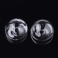 Handmade Blown Glass Bottles, for Glass Vial Pendants Making, Half Round, Clear, 20x12~13mm, Half Hole: 3~4.5mm(BLOW-T001-23C)