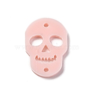 Skull Opaque Acrylic Connector Charms, Misty Rose, 21.5x15x2.5mm, Hole: 1.6mm(OACR-B027-02C)