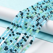 Glass Beads Strands, Faceted, Rondelle, Steel Blue, 4x3mm, Hole: 0.4mm, about 123~127pcs/strand, 15.75~16.5 inch(40~42cm)(EGLA-A034-M4mm-58)