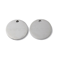304 Stainless Steel Pendants, Stamping Blank Tag, Flat Round Charm, Stainless Steel Color, 15x1.3mm, Hole: 1.6mm(STAS-Q308-09J-P)