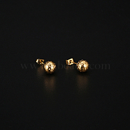 304 Stainless Steel Round Ball Stud Earrings for Women, Real 18K Gold Plated, 8mm(GN4839)