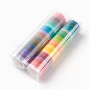 DIY Scrapbook Decorative Adhesive Tapes, Rainbow Color Craft Paper Tape, with Plastic Box, Mixed Color, 7.5mm, 5m/roll, 40rolls/box(DIY-F017-B)
