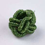 Polyester Weave Beads, Round, Dark Green, 6.5x4.5mm, Hole: 4mm(WOVE-K001-A08)