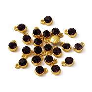Rhinestone Pendants, with Gold Plated Zinc Alloy Findings, Flat Round, Amethyst, 10x7x5mm, Hole: 1.5mm(FIND-TAC0011-24G)