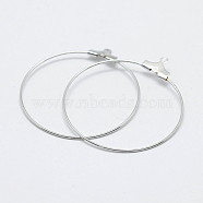 Brass Pendants, Long-Lasting Plated, Nickel Free, Open Circle/Ring, Real Platinum Plated, 20 Gauge, 39.5x36x0.8mm, Hole: 1mm(X-KK-F727-22P-NF)