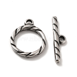 316 Stainless Steel Toggle Clasps, Ring, Antique Silver, Ring: 19x16x2.5mm, Hole: 2.5mm, Bar: 6x23x2.5mm, Hole: 2.5mm(STAS-A060-01AS)