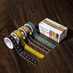 4 Rolls Retro Ruler Decorative Paper Tapes, Floral Adhesive Tapes, for DIY Scrapbooking Supplie Gift Decoration, Mixed Color, 15mm, about 2.19 Yards(2m)/Roll(STIC-C008-01A)