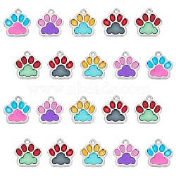 SUNNYCLUE Alloy Enamel Pendants, Two Tone, Dog Paw Prints, Platinum, Mixed Color, 17.7x16.6x2mm, Hole: 2mm, 5 colors, 4pcs/color, 20pcs/box(ENAM-SC0001-85P)