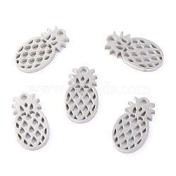 Non-Tarnish 304 Stainless Steel Charms, Laser Cut, Pineapple, Stainless Steel Color, 11.5x6.5x1mm, Hole: 1.2mm(STAS-O142-43P)