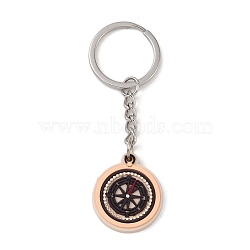 Cartoon PVC Pendant Keychain, with Iron Keychain Findings, Compass, 8.4cm(KEYC-U001-01C)