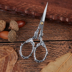 Stainless Steel Scissors, Paper Cutting Scissors, Vine Leaf Embroidery Scissors, Platinum, 105x55mm(PW-WG68019-02)