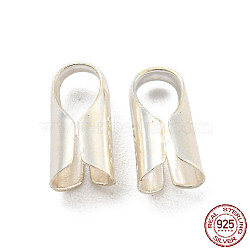 925 Sterling Silver Cord End, Folding Crimp Ends, with S925 Stamp, Silver, 8x3.5x3.5mm, Hole: 3.5x2.5mm(STER-Q191-06C-S)