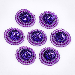 Foam Cabochons, with Sequins/Paillette, Non-Woven Fabric and Organza, Hat, Blue Violet, 45~47x15~17mm, about 100pcs/bag(KY-T007-07G)