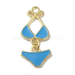 Golden Tone Alloy Enamel Pendants, Bikini Charms, Dodger Blue, 30x14x4.5mm, Hole: 2mm(ENAM-O052-01G-03)