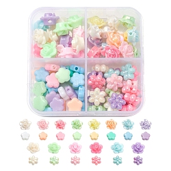 4 Style Opaque Acrylic Beads, Flower, Mixed Color, about 123g/box(MACR-YW0001-51)