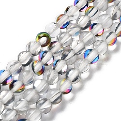 Synthetic Moonstone Beads Strands, Round, Clear AB, 6mm, Hole: 1mm, about 31pcs/strand, 7.20 inch(18.3cm)(G-P528-J01-08)