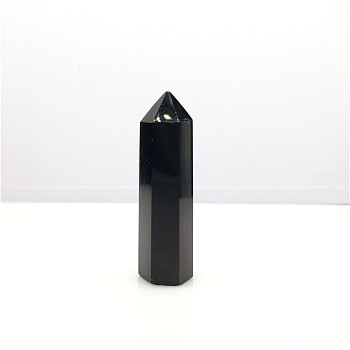 Point Tower Natural Obsidian Home Display Decoration, Healing Stone Wands, for Reiki Chakra Meditation Therapy Decos, Hexagon Prism, 50~60mm