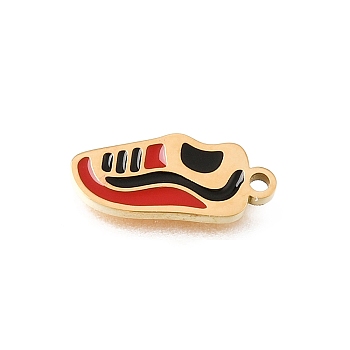 304 Stainless Steel Enamel Pendants, Shoes Charms, Ion Plating(IP), Real 18K Gold Plated, 15x6.5x1.5mm, Hole: 1.5mm