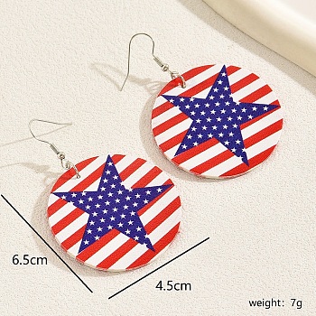 American Flag Earrings for Independence Day Celebration Party Wear Accessories, Mixed Color, 65x45mm