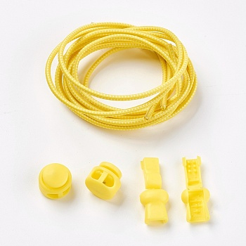 DIY Elastic Lock Shoelace, Yellow, 3mm, 1m/strand