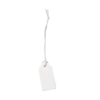 Paper Price Tags, with Elastic Cord, Rectangle, WhiteSmoke, 7.7~8cm, Rectangle: 26x13x0.3mm