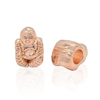 Alloy Buddha Beads, Long-Lasting Plated, Nickel Free & Lead Free , Rose Gold, 16x10.5x10mm, Hole: 6mm