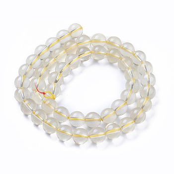 Natural Lemon Quartz Beads Strands, Round, 6mm, Hole: 1mm, about 60~65pcs/strand, 15.35 inch(39cm)