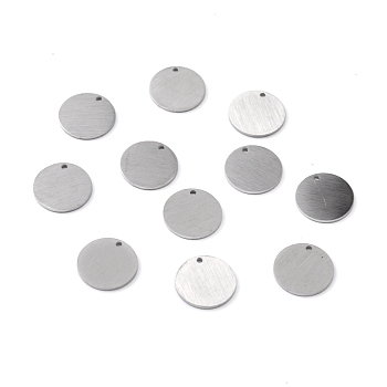 304 Stainless Steel Pendants, Double Side Drawbench, Stamping Blank Tag, Flat Round, Stainless Steel Color, 12x1mm, Hole: 1mm