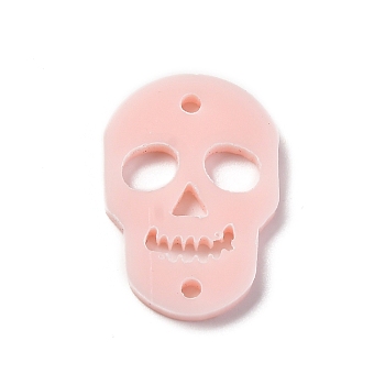 Skull Opaque Acrylic Connector Charms, Misty Rose, 21.5x15x2.5mm, Hole: 1.6mm