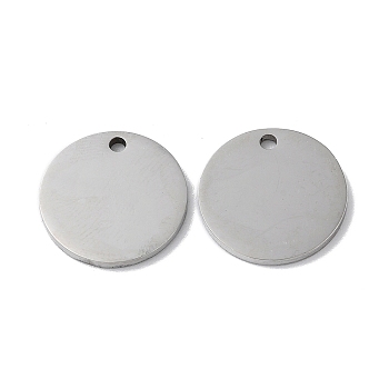 304 Stainless Steel Pendants, Stamping Blank Tag, Flat Round Charm, Stainless Steel Color, 15x1.3mm, Hole: 1.6mm