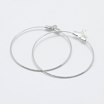 Brass Pendants, Long-Lasting Plated, Nickel Free, Open Circle/Ring, Real Platinum Plated, 20 Gauge, 39.5x36x0.8mm, Hole: 1mm