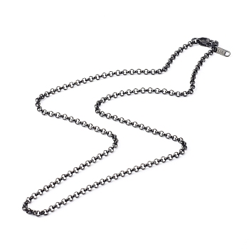 304 Stainless Steel Rolo Chain Necklaces, Gunmetal, 20.08 inch(510mm)