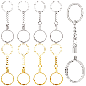8Pcs 2 Colors Alloy Pendant Keychain, with Key Ring, Platinum & Golden, 112mm, 4pcs/color