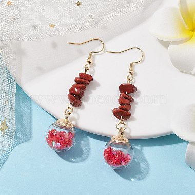 Boucles d'oreilles pendantes en chips de howlite naturelle(EJEW-JE05634-01)-2