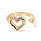 Colorful Cubic Zirconia Heart Open Ring(RJEW-P032-32G)-2