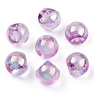 UV Plating Rainbow Iridescent Acrylic Beads, Round, Top Drilled, Violet, 16x16x16mm, Hole: 3mm(OACR-G012-04E)