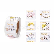 Adhesive Thank You Stickers Roll, Square Paper Gift Picture Stickers, Word, 3.3x5.9cm(DIY-M035-03F)
