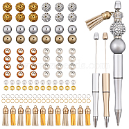 DIY Beadable Pen Making Kit, Including Acrylic Round & Resin Rondelle & Rhinestone Spacer Beads, Tassel Pendant, Ball-point Pen, Gold, 136Pcs/bag(DIY-CA0005-68)