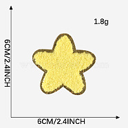 Towel Embroidery Style Cloth Iron on/Sew on Patches, Appliques, Badges, for Clothes, Dress, Hat, Jeans, DIY Decorations, Star, Yellow, 60x60mm(FABR-PW0001-178D-05)