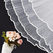 Polyester Flower Bouquet Wrapping Mesh Paper, with ABS Plastic Imitation Pearl Edge, for Valentine's Day, Wedding, Birthday Decoration, White, 28cm(DIY-WH0542-38B)