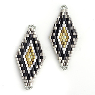 MIYUKI & TOHO Japanese Seed Beads, Handmade Links, Rhombus Loom Pattern, Dark Goldenrod, 42.5~44x19~20x1.5~2mm, Hole: 1~2mm(X-SEED-S009-SP2-27)