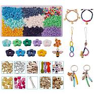 DIY Heishi Beads Jewelry Set Making Kit, Including Polymer Clay & CCB Plastic & Natural Shell & Weathered Agate Beads, Alloy Enamel Pendants, Nylon Thread, Iron Split Key Rings & Jump Ring, Brass Pin, Mixed Color, Polymer Clay Beads: 1485pcs/box(DIY-SZ0007-06)