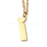 304 Stainless Steel Pendant Necklaces, Letter, Letter I, 15.75 inch(40cm), Pendant: 17.5x6x1.5mm(NJEW-H036-02G-I)