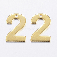 201 Stainless Steel Charms, Number, Num.2, Golden, 11x7.5x0.8mm, Hole: 1mm(X-STAS-P140-G2)
